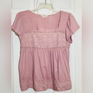 Pink Embroidered Women's Top,by Lucky Brand size small